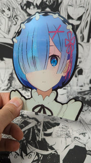 Rem Ram | 3D Anime Lenticular Motion Sticker Decal