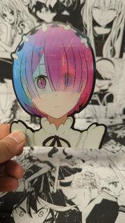 Rem Ram | 3D Anime Lenticular Motion Sticker Decal